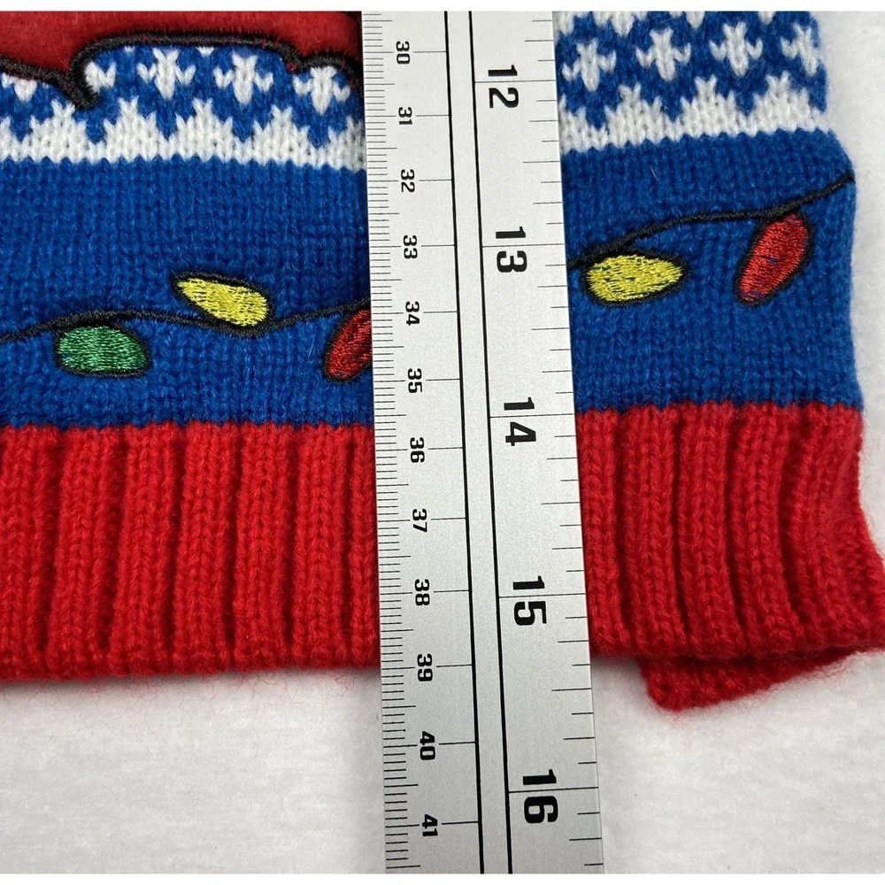 Peanuts Snoopy Christmas Dog Sweater Blue Red Holiday Lit Up Small